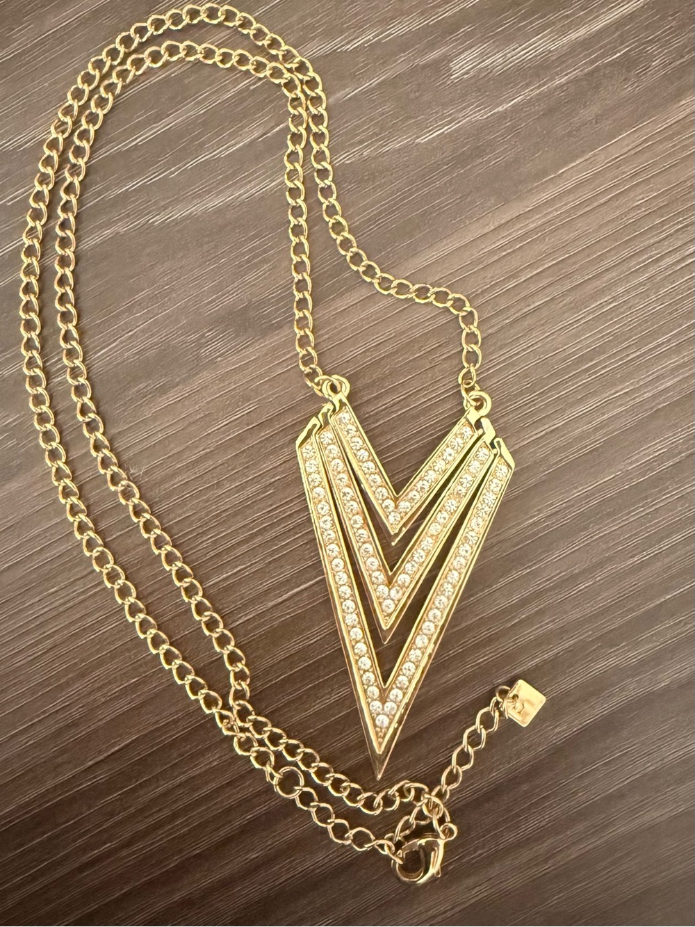 Park Lane Venture Gold V-Shaped Crystal Pendant Necklace - Women's Jewelry